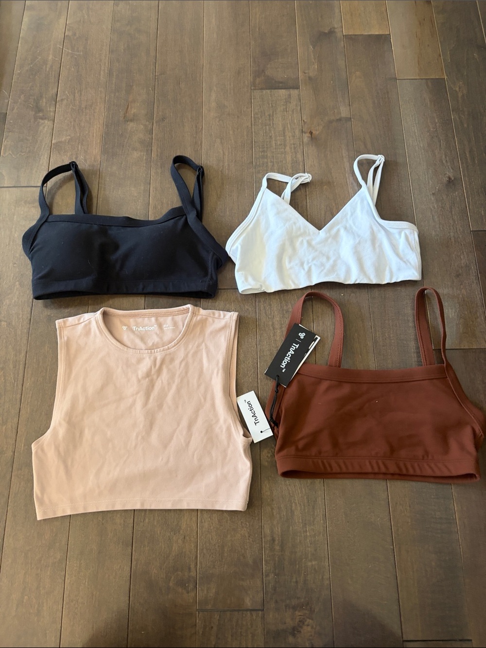 Aritzia Ribbed Crop Tank Set - Black, White, Blush, Chestnut girls 11 size 12